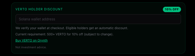 Paste the wallet address at checkout
